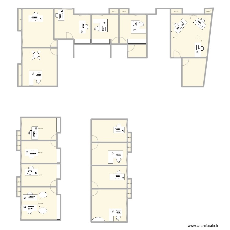 mairie. Plan de 30 pièces et 232 m2