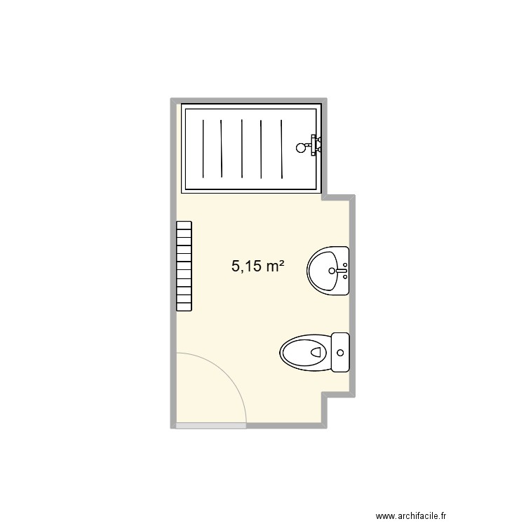 SDB Fialkowsky. Plan de 1 pièce et 5 m2