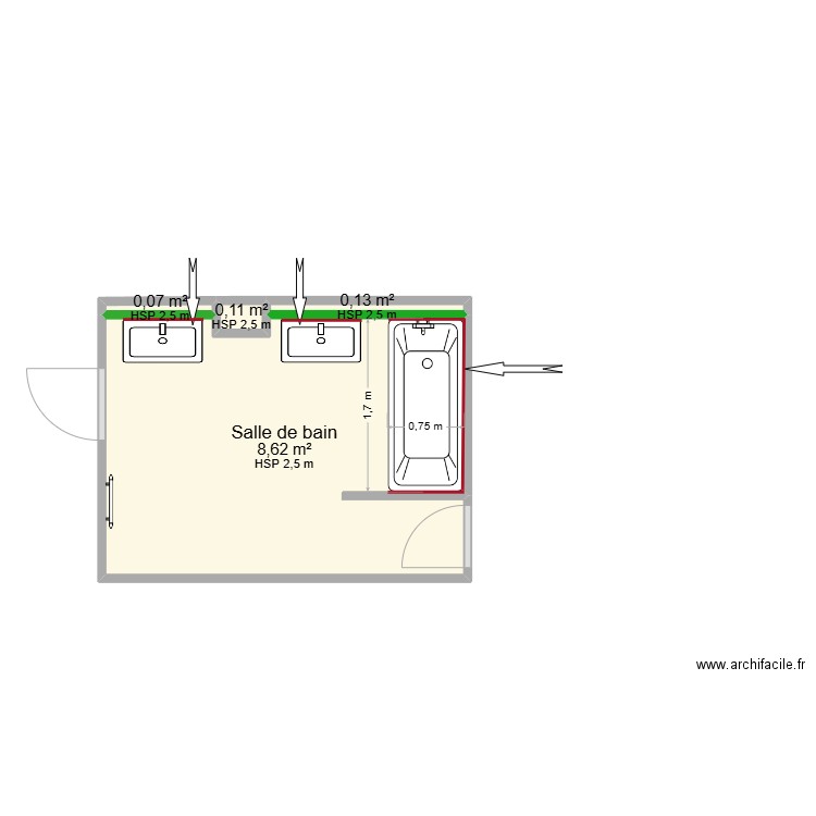 VOLANSCHI- rénovation salle de bain. Plan de 4 pièces et 9 m2