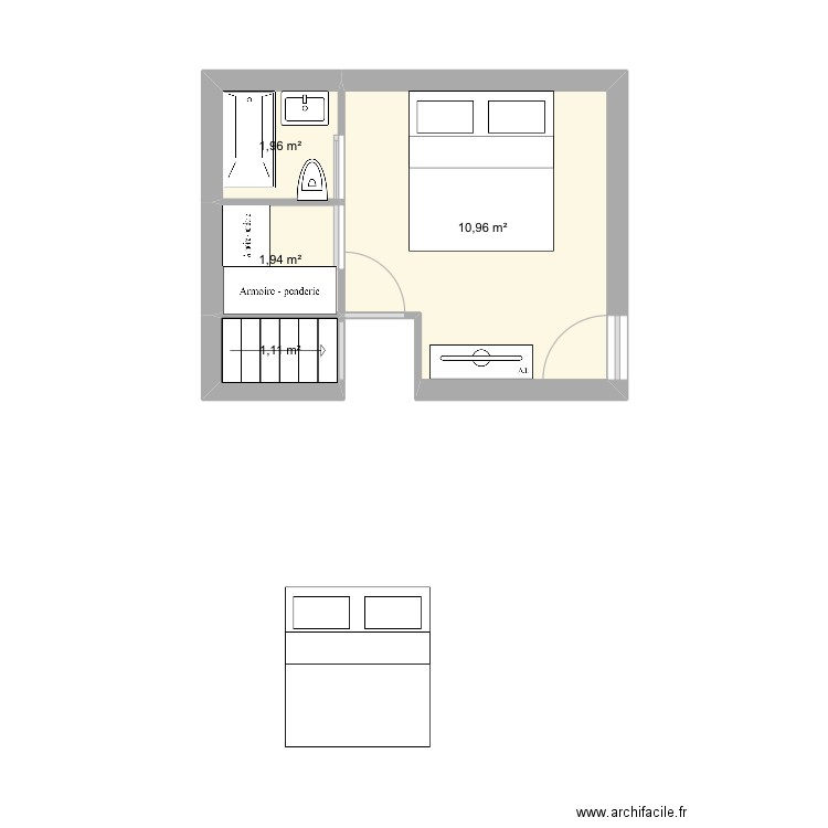 Chambre parentale 2. Plan de 4 pièces et 16 m2