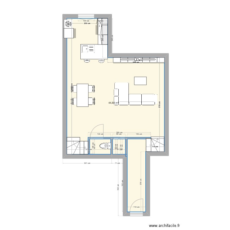 LOFT AUBIGNAN. Plan de 1 pièce et 45 m2