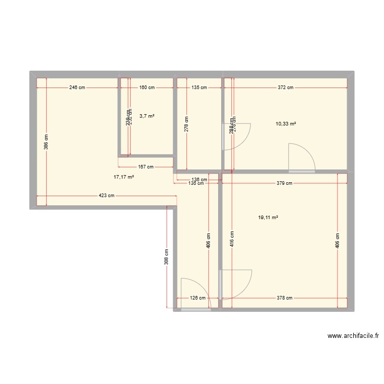 blois. Plan de 4 pièces et 50 m2