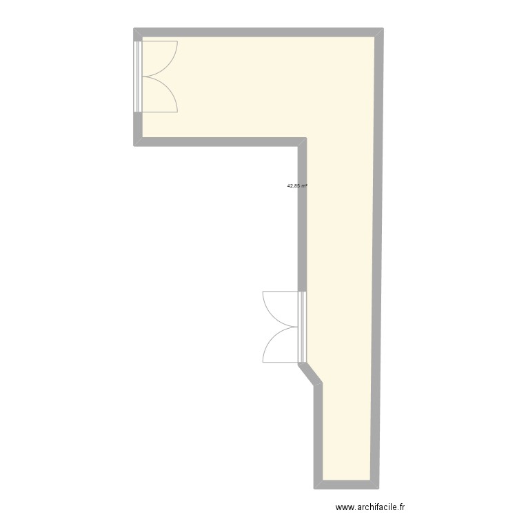 Atelier Stéril. Plan de 1 pièce et 43 m2