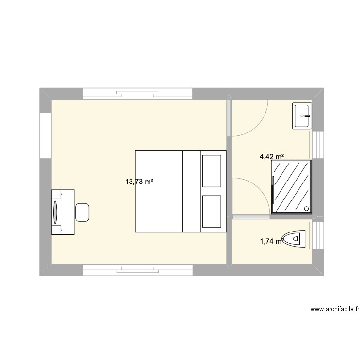 extension la chareyrade. Plan de 3 pièces et 20 m2