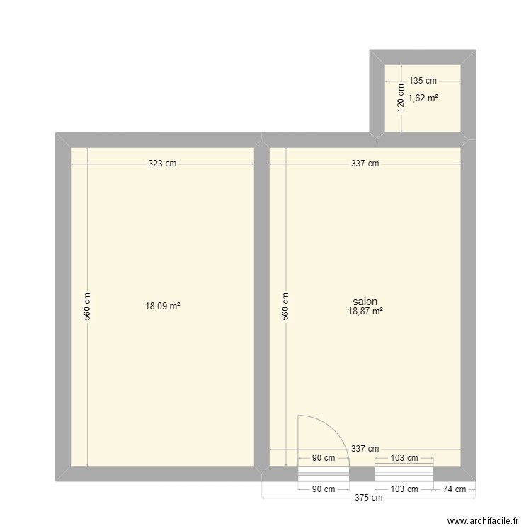 maison. Plan de 3 pièces et 39 m2