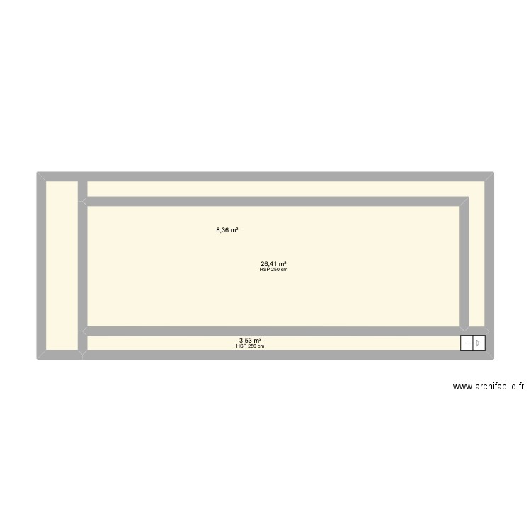 piscine. Plan de 3 pièces et 38 m2