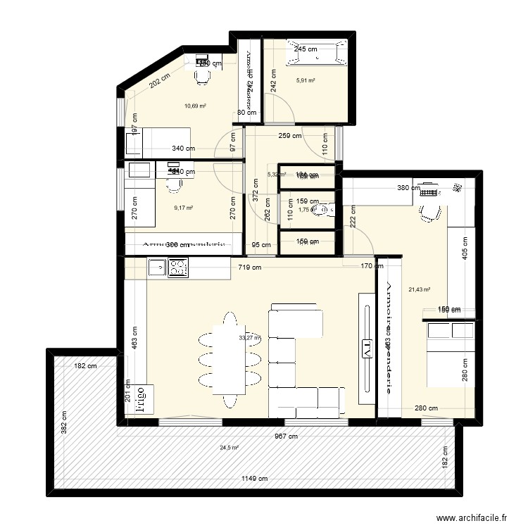 lucet 5. Plan de 10 pièces et 114 m2