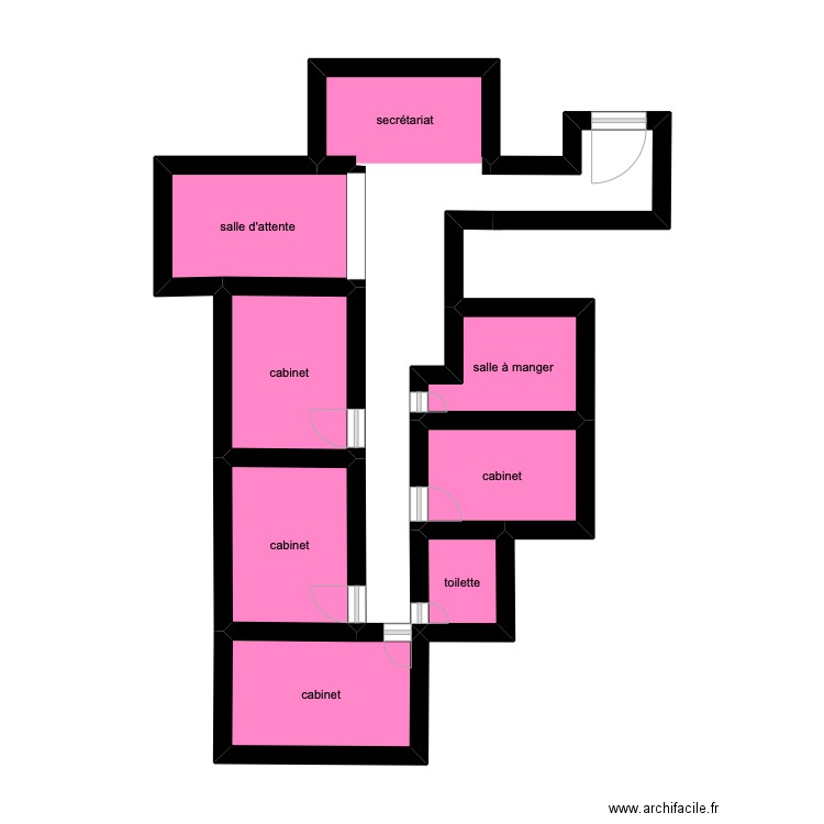 pédiatre. Plan de 9 pièces et 34 m2