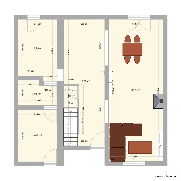 cuisine. Plan de 6 pièces et 71 m2