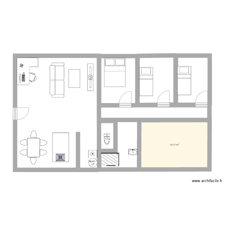 Maison . Plan de 1 pièce et 13 m2