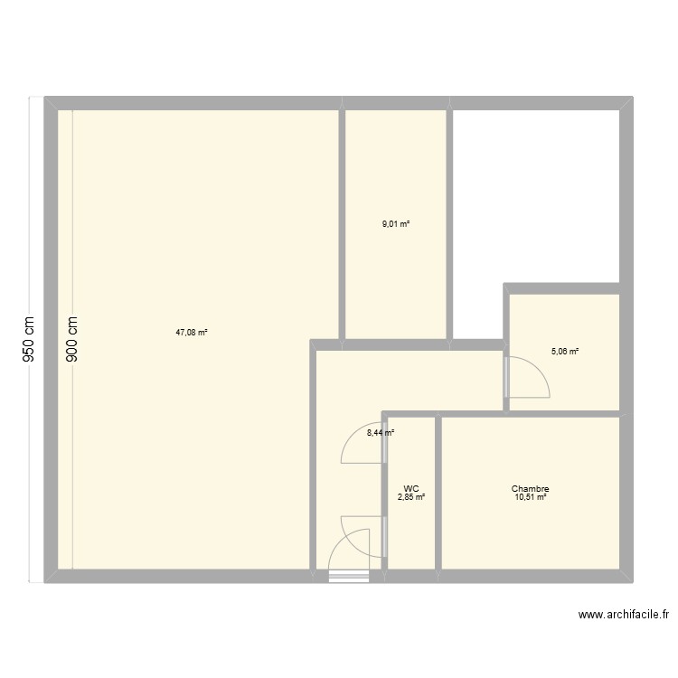 Ervauville. Plan de 6 pièces et 83 m2