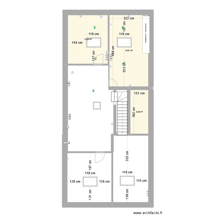 Comble Nicolas BEAU version 2. Plan de 3 pièces et 38 m2