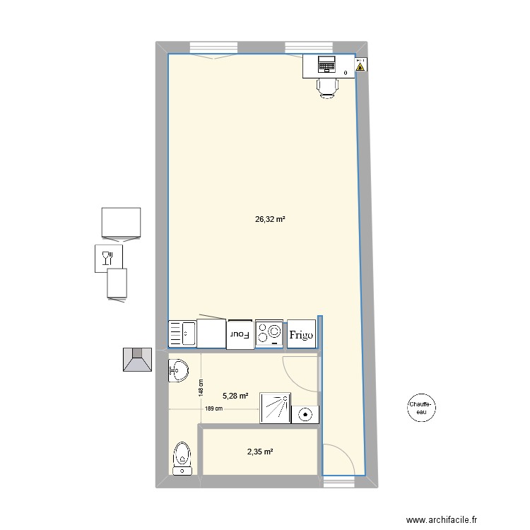 LA seyne centre. Plan de 3 pièces et 34 m2