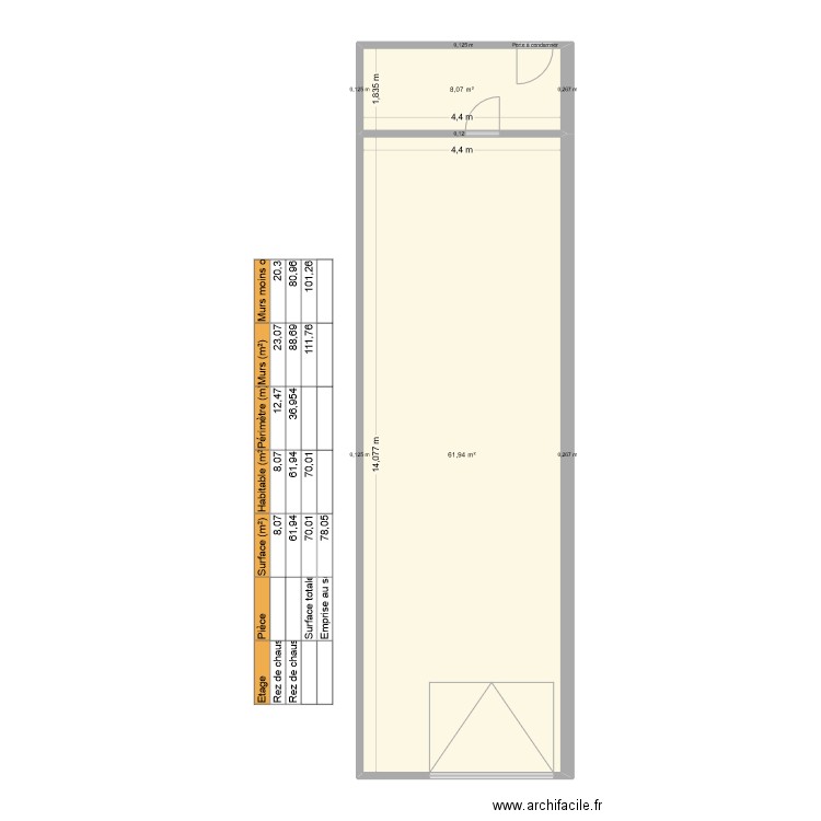 Garage EVENSIS. Plan de 2 pièces et 70 m2