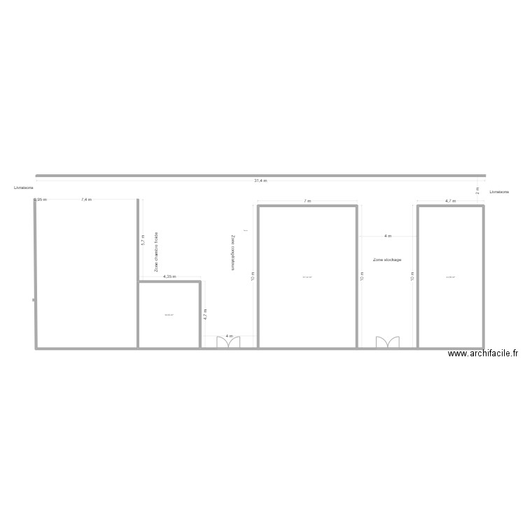 Cavaillon réserve et stockage. Plan de 3 pièces et 131 m2