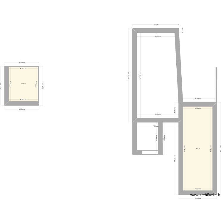 plan maison coté. Plan de 2 pièces et 82 m2