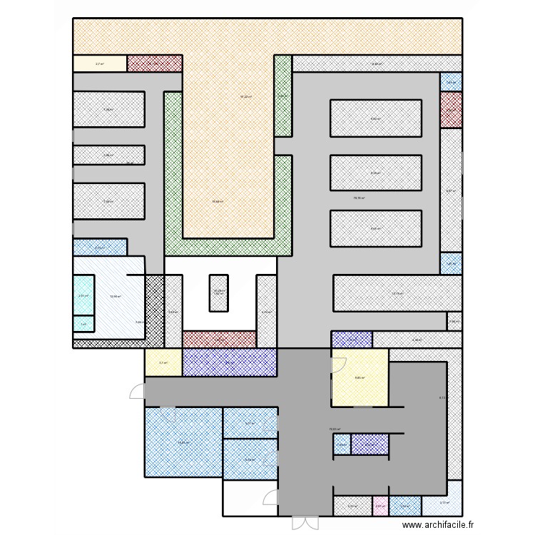 Plan laboratoire Beaulieu . Plan de 46 pièces et 550 m2