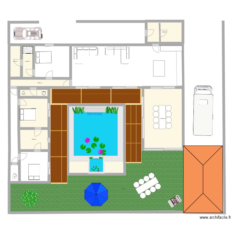 ma maison. Plan de 8 pièces et 133 m2