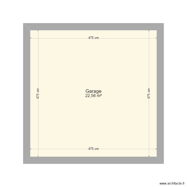 garage. Plan de 1 pièce et 23 m2