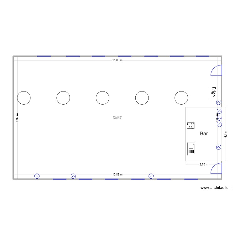 Salle Communale Ardres - Grande echelle. Plan de 1 pièce et 148 m2