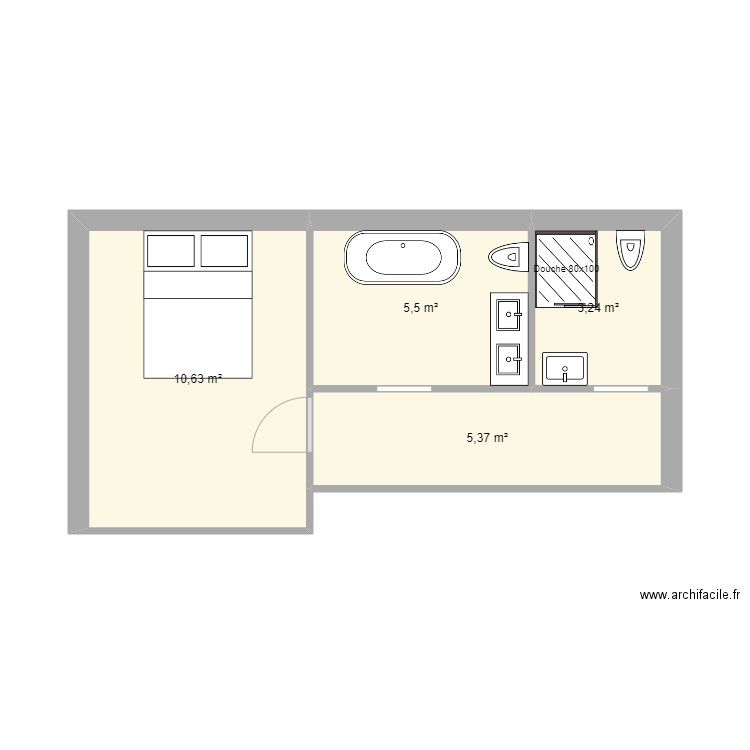 Biella 2. Plan de 4 pièces et 25 m2