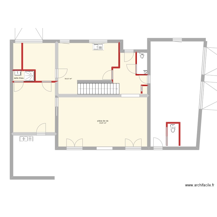 chauvigny. Plan de 3 pièces et 91 m2