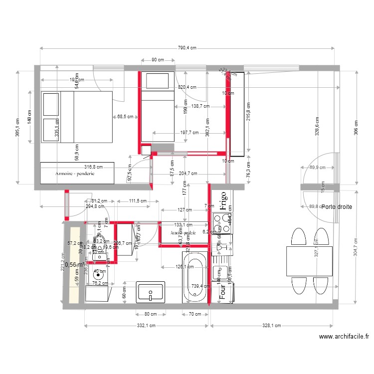 A.L. Plan 4. Plan de 1 pièce et 1 m2