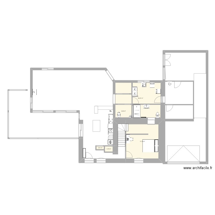 Saucourt . Plan de 5 pièces et 42 m2