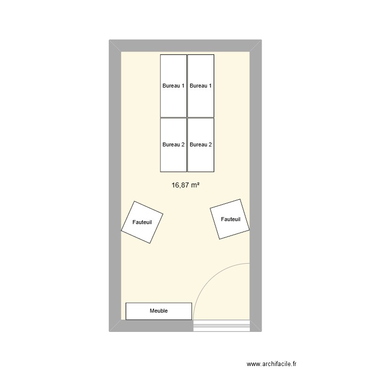 Bureau. Plan de 1 pièce et 17 m2