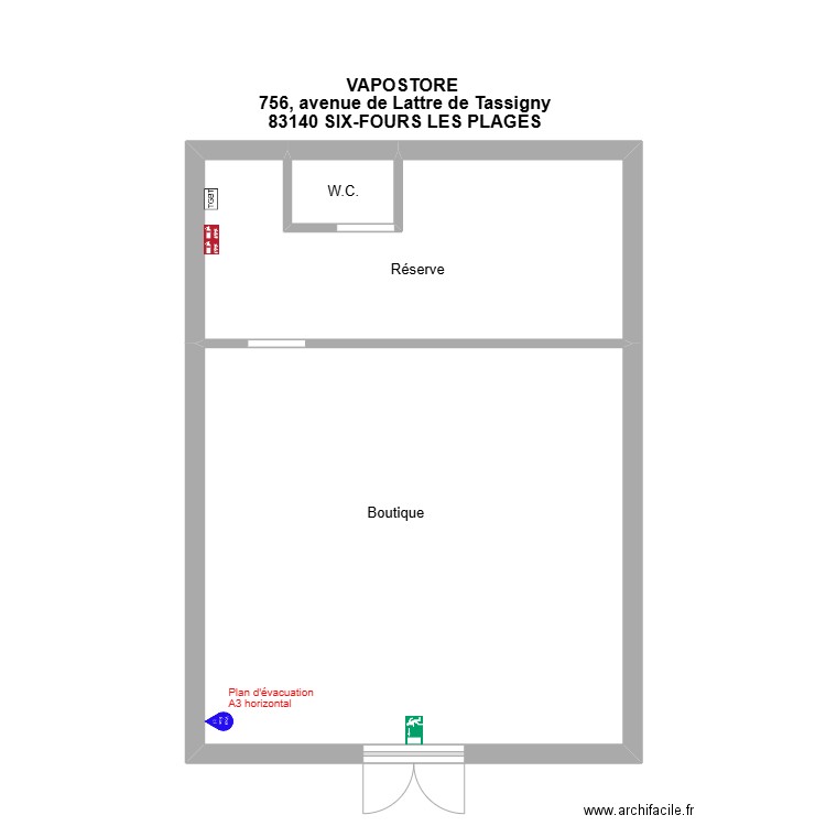 Vapostore Six-Fours. Plan de 3 pièces et 34 m2