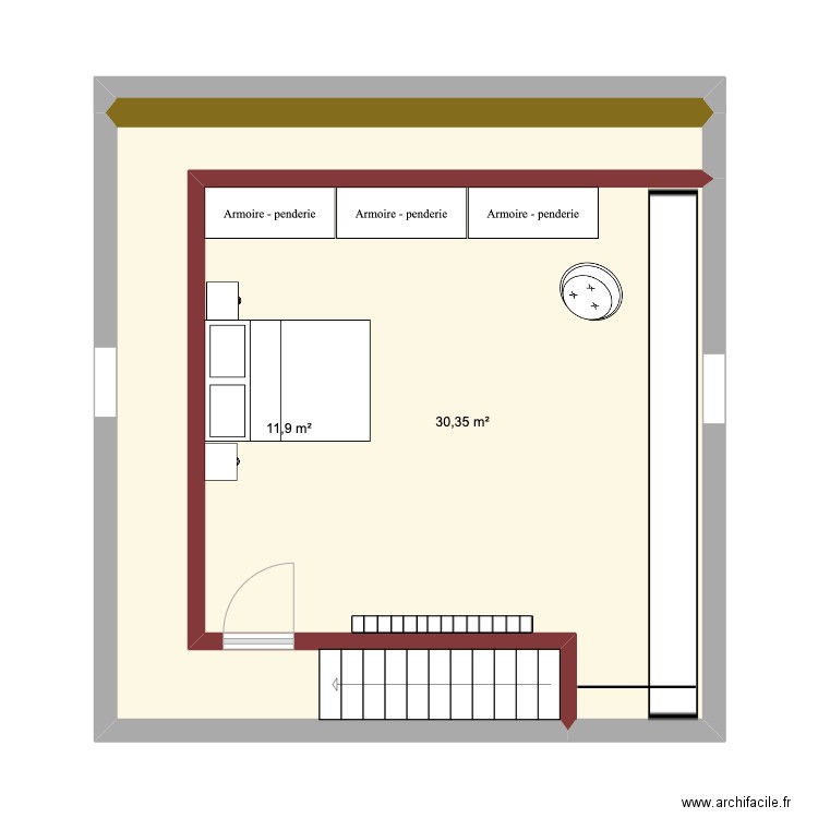 chambre grenier . Plan de 2 pièces et 42 m2