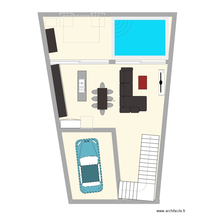 etage rdc. Plan de 1 pièce et 105 m2