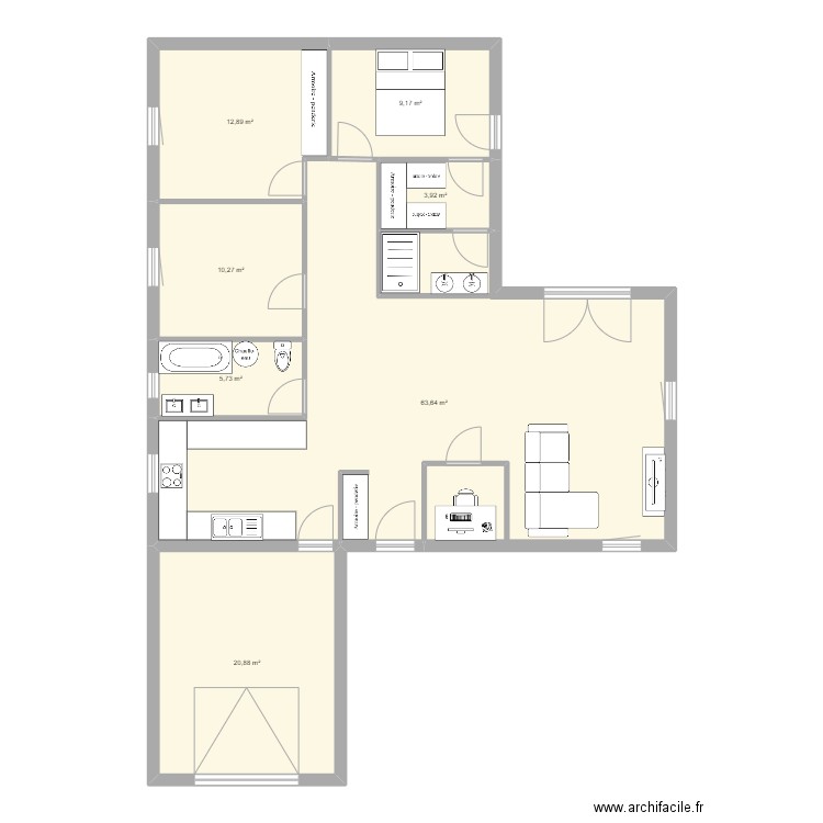 plan2. Plan de 7 pièces et 127 m2