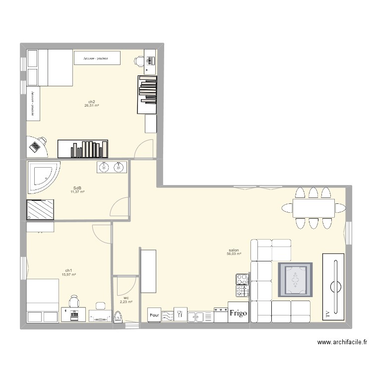 plan maison. Plan de 5 pièces et 112 m2