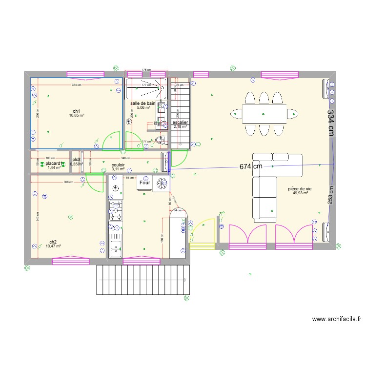 ambres 1813/1. Plan de 8 pièces et 83 m2