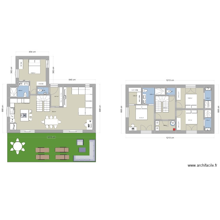 maison 10. Plan de 15 pièces et 140 m2