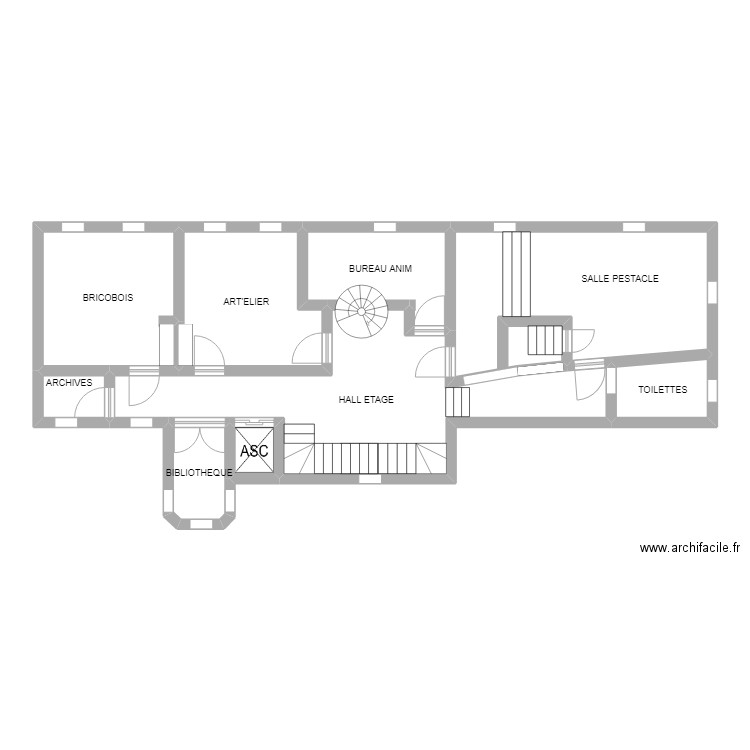 PLAN ETAGE. Plan de 9 pièces et 88 m2