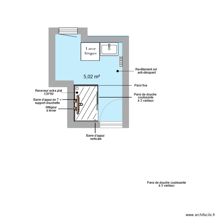 Projet HADJ MIHOUB. Plan de 1 pièce et 5 m2