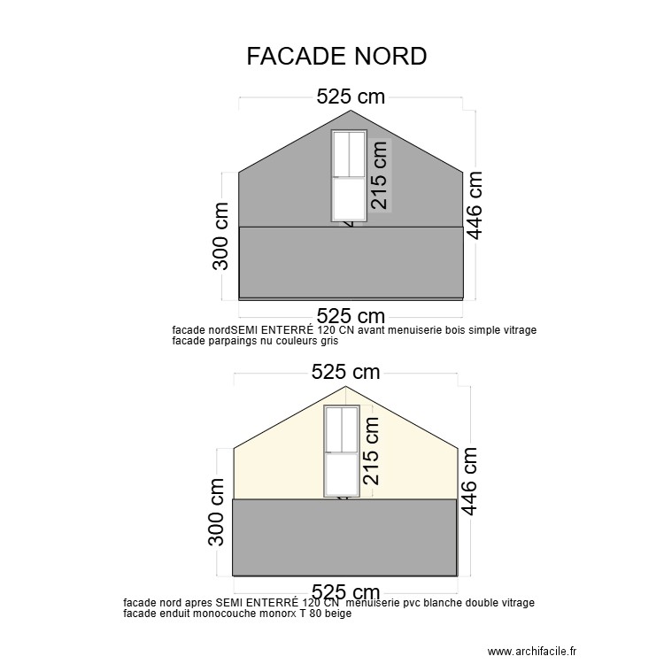 facade nord avant et apres20. Plan de 0 pièce et 0 m2