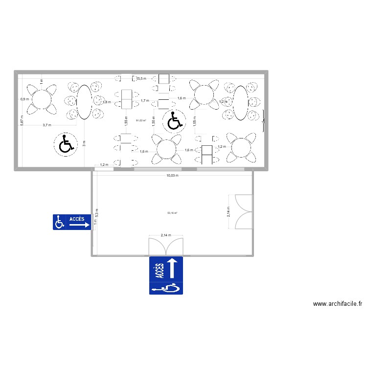 Restaurant V3. Plan de 2 pièces et 144 m2