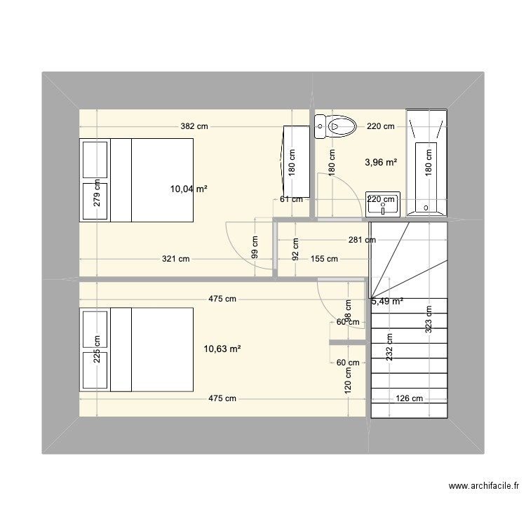 etage maison - maj 3. Plan de 4 pièces et 30 m2