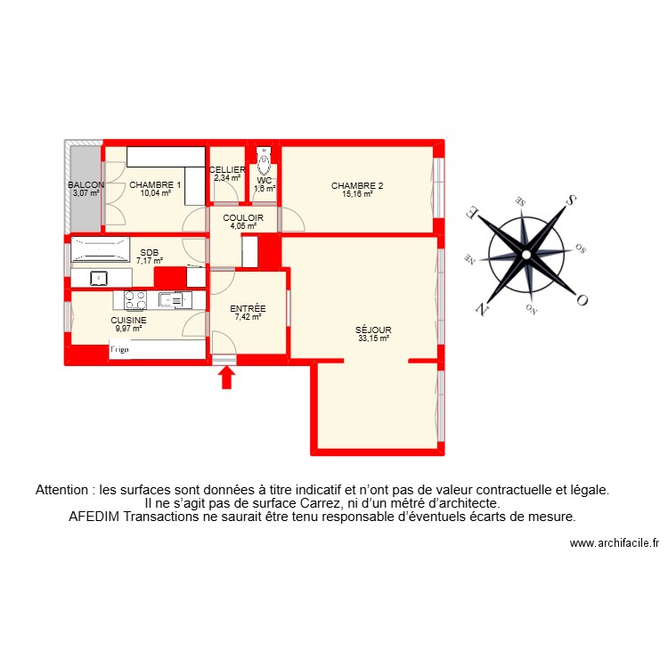 bi 25946. Plan de 17 pièces et 116 m2