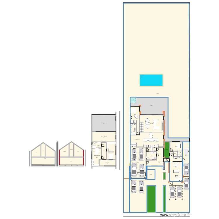 Plan villa 4. Plan de 42 pièces et 1936 m2