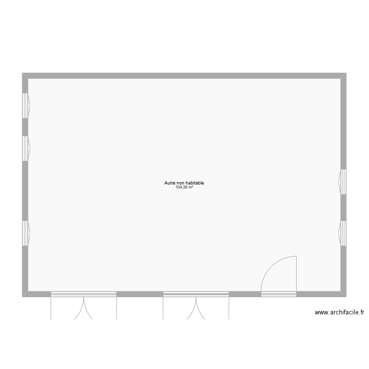 hangar. Plan de 1 pièce et 104 m2