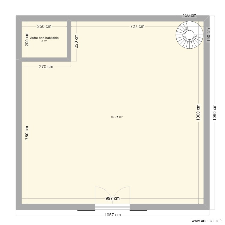 Maison. Plan de 2 pièces et 99 m2