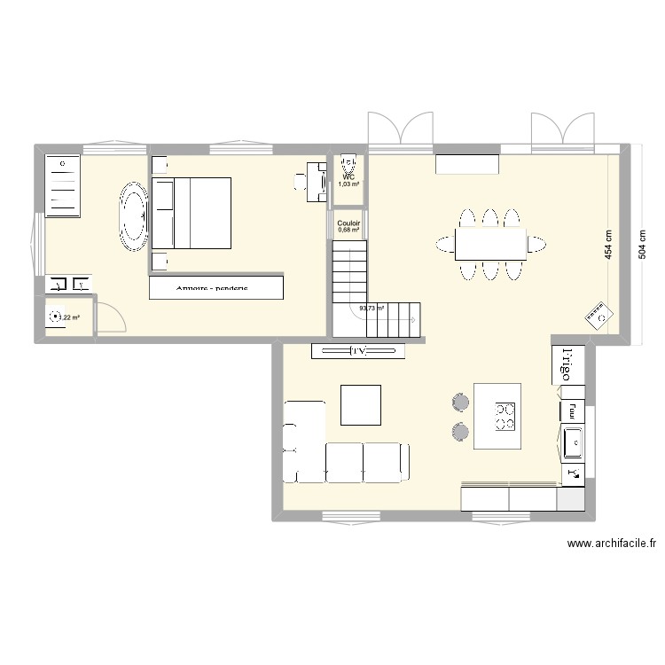 Travaux . Plan de 4 pièces et 97 m2