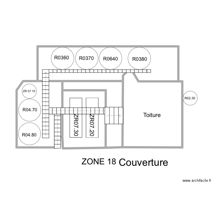 Zone 18 kulhman toiture. Plan de 4 pièces et 37 m2