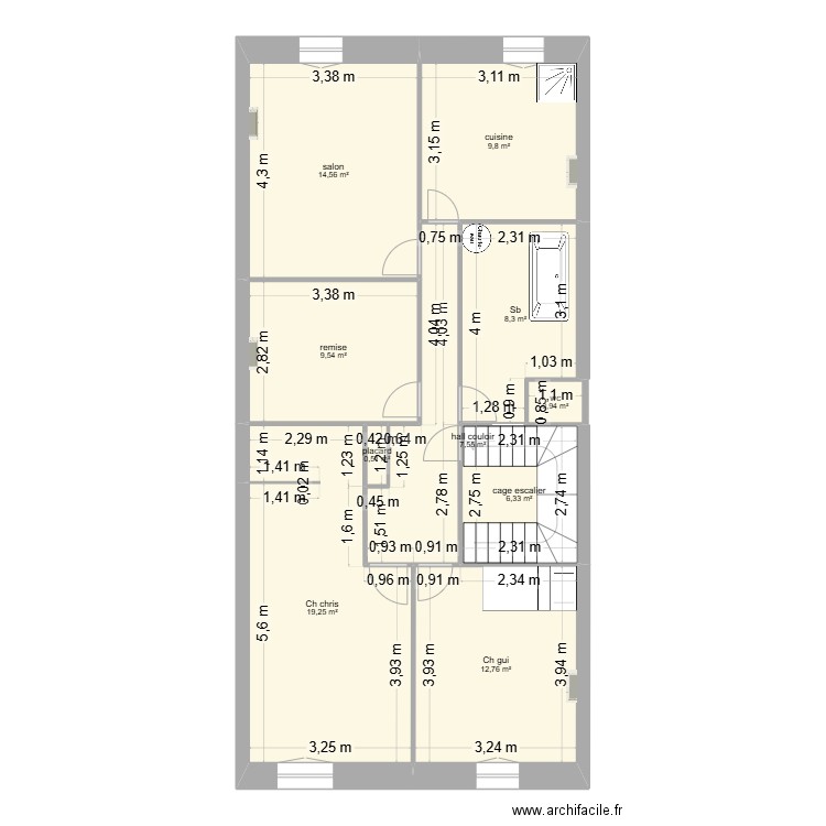 St Jo V0. Plan de 10 pièces et 90 m2