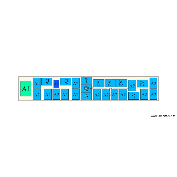 chemin de fer. Plan de 1 pièce et 10 m2