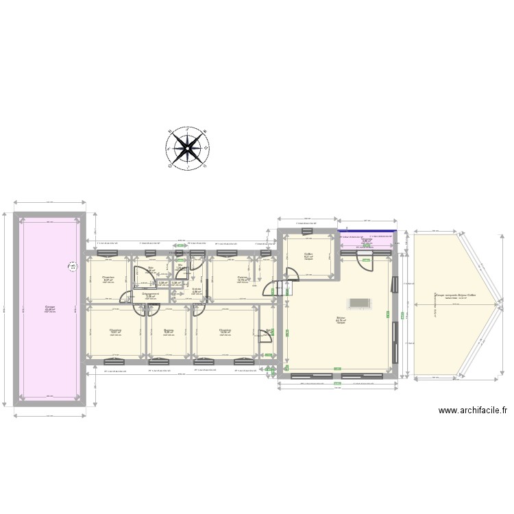 ML24016134 GUERIF . Plan de 16 pièces et 175 m2